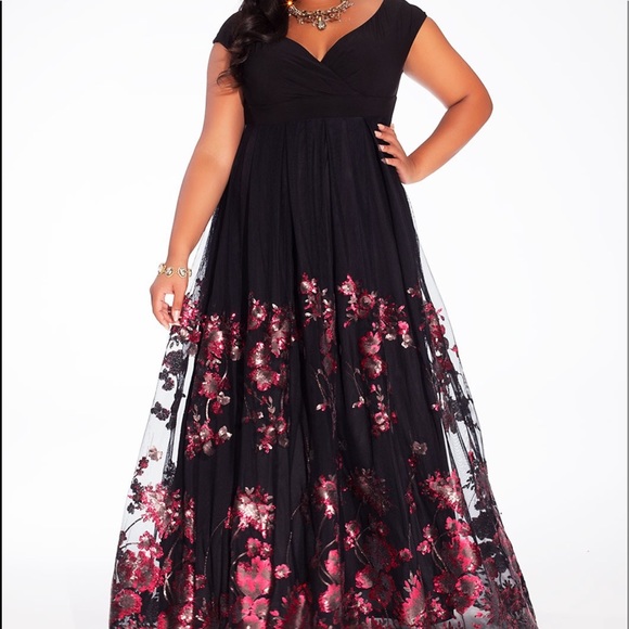 green emerald velvet dress Tomyris Plus Size Evening Dress in Orchid